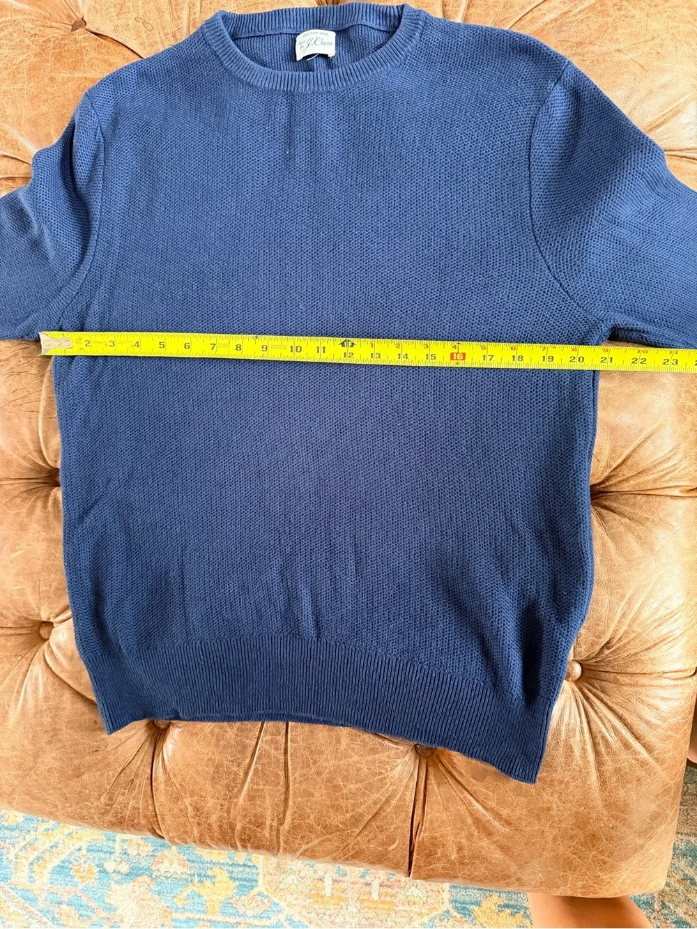 J.Crew Men’s L Cotton Silk Crewneck Sweater Navy Blue Lightweight Knit